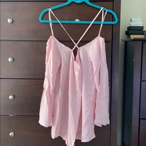 Pink Cross Front Off-The-Shoulder Top